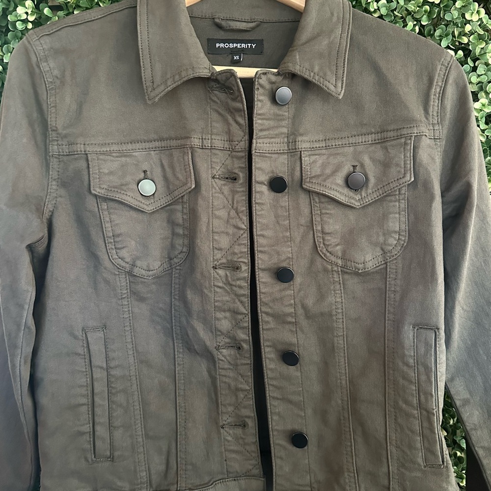 Prosperity Jolene Olive Green Stretch Denim Jacket Women's